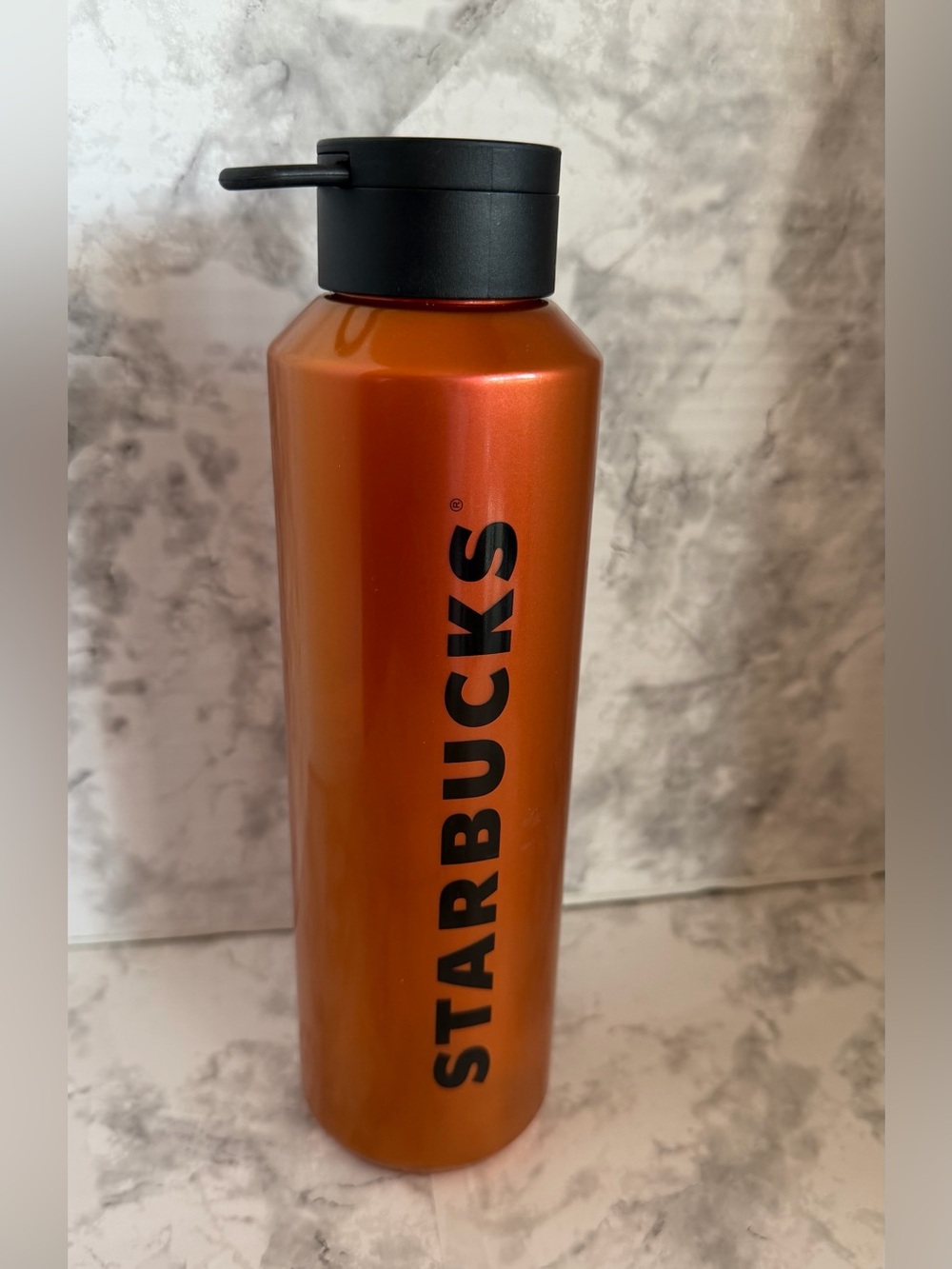 Starbucks Metallic Orange Stainless Bottle with Black Logo